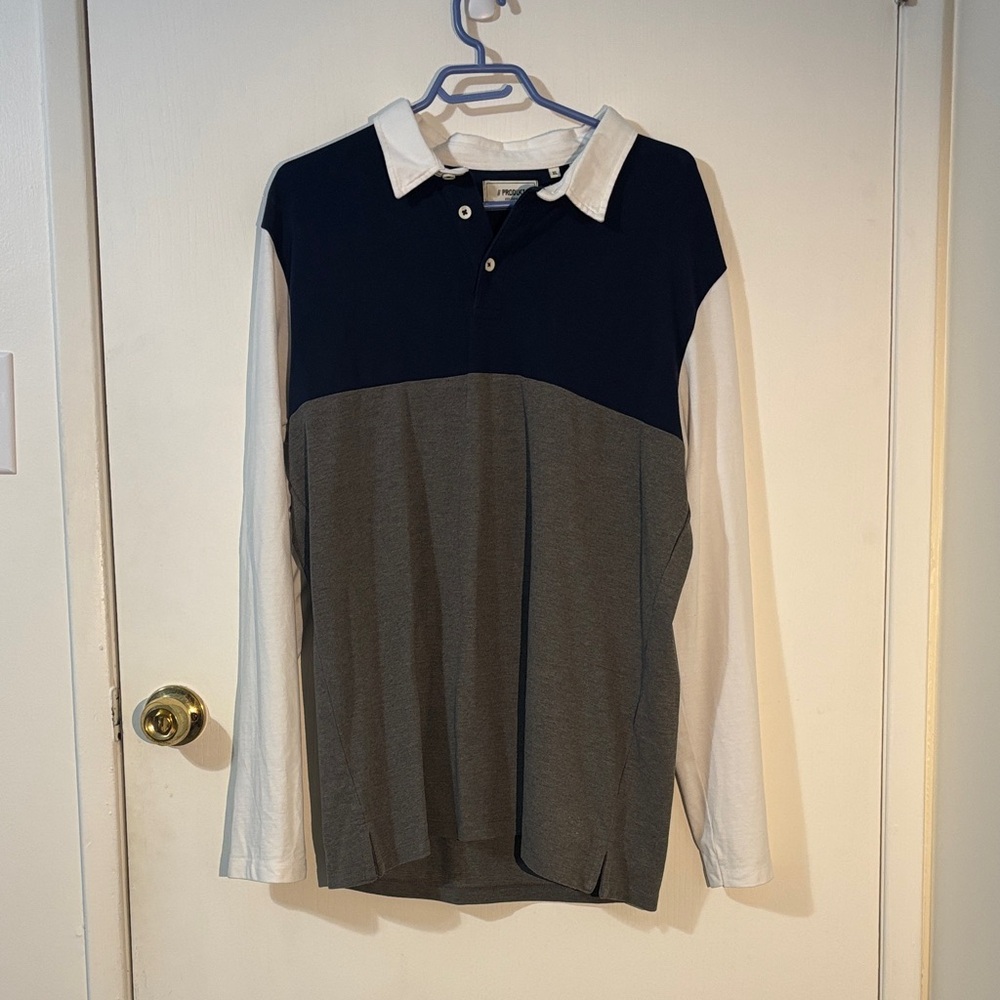 Men’s XL Colourblock Long Sleeve Polo Shirt
